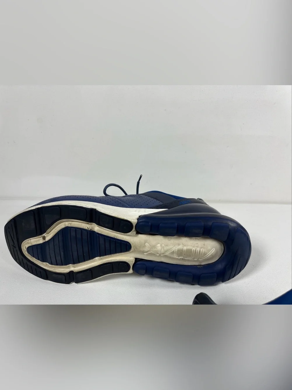 Nike Air Max 270 Premium Diffused Blue Leather Athletic Sneakers Mens 11.5